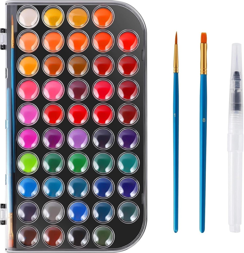 48 Color Watercolor Paint Pan Set Non Toxic Art Supplies for Artists Students