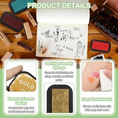 Gold Large Ink Pads for Stamps, Fingerprint, Scrapbooking, 3.8 x 2.1 Inch