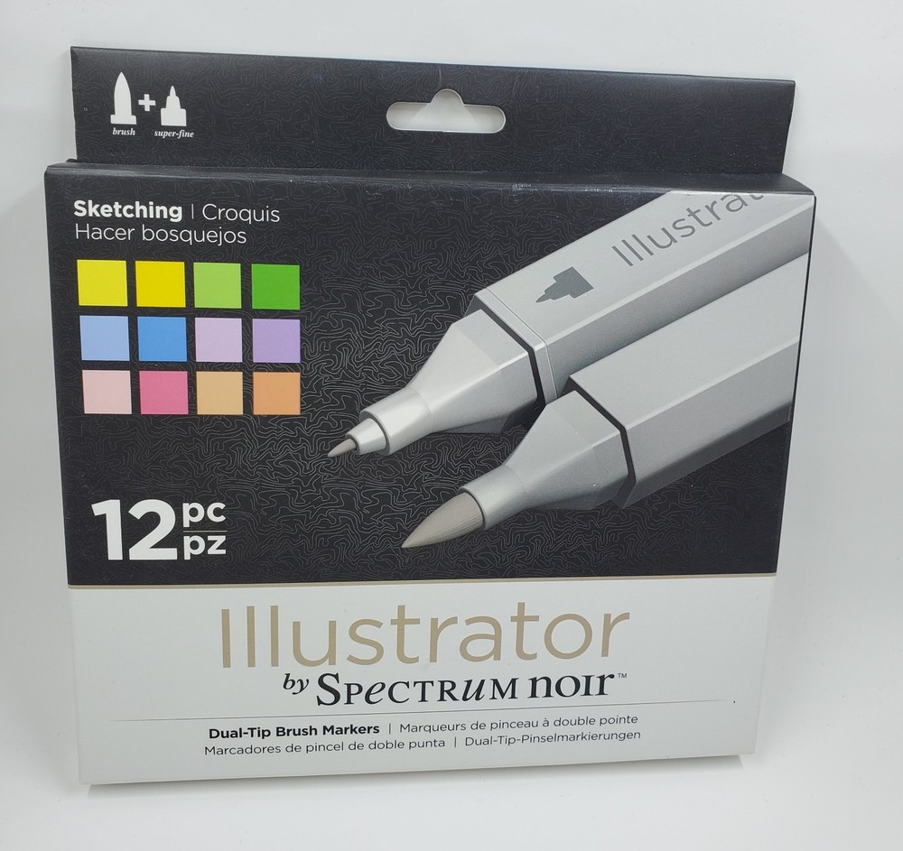 CR3 Spectrum Noir Illustrator Dual Tip Brush Alcohol Artist Markers 12 Pc Set