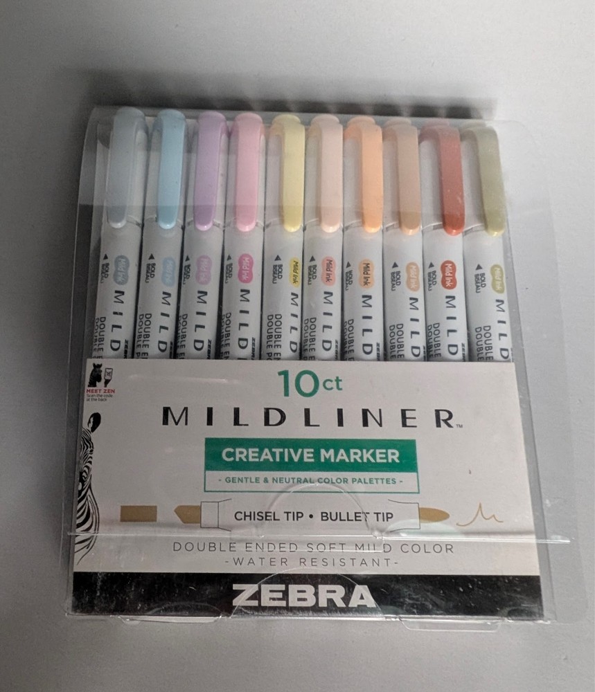 Zebra Mildliner Double Ended Creative Markers 10 Pack Pastel Color Shelf Wear