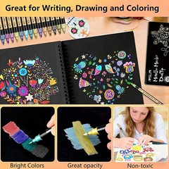 Metallic Marker Pens, 30 Colors Dual Tip Acrylic Paint Pens for Black Paper, …