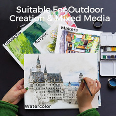 Watercolor Pad, 12×9″, 20 Sheets, 140lb/300gsm, 100% Cotton, Cold Press, Glue Bo