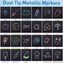 24 Pack Metallic Markers Set, Dual Tip Paint Pens for Crafts, Acrylic Markers…