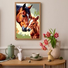 Horse Framed Paint by Number for Adults,DIY Animal Painting by Number Kits on Ca