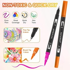 Dual Brush Markers Pens, 168 Colors Dual Tip(Fineliner & Brush) Art Markers, …