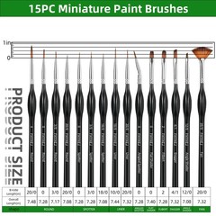 Detail Paint Brushes Set,15pcs Miniature Paint Brushes for Fine Detailing, Art