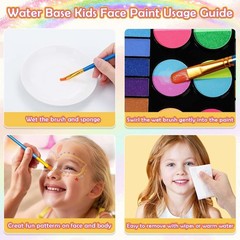 Face Painting Kit for Kids 69 Colors Washable Non-Toxic Glitter Stencils Brushes