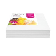 Stretched Canvas 16×20 Inch 5 Pack Premium Cotton Acid Free White Canvas for