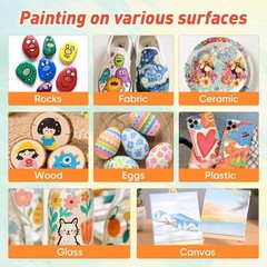 8 Pack Mini Acrylic Paint Set, 12 Colors Acrylic Paint Strips with 16 Brushes…