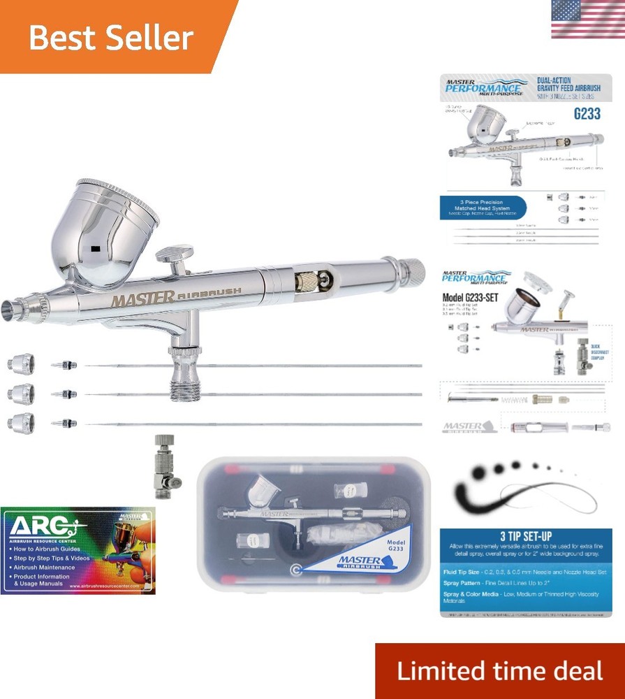 G233 Pro Airbrush Kit – 3 Nozzle Sizes, Dual-Action Precision for Artists