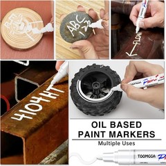 Durable White Paint Markers – Permanent Oil-Based, Quick Dry, Waterproof, 2 Pack