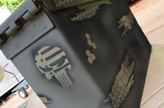 4PK RC Model Spray Paint Camo Gun Stencils Adhesive & Mylar PUNISHER & SKULLS