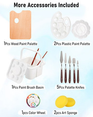 158PCS Deluxe Large Painting Kit with Metal and Solid Beech Wood Easel, Acrylic,