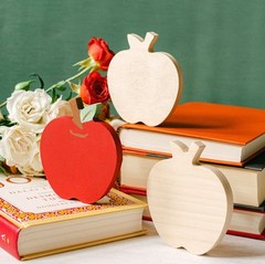 Chunky Wooden Apple Cutout 4″, for Crafts & Fall Tiered Tray Decor | Woodpeckers