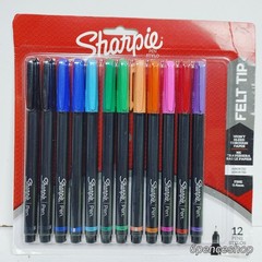 Sharpie Felt Tip Pens 12 Count Fine Point Pens (0.4mm) Assorted Colors