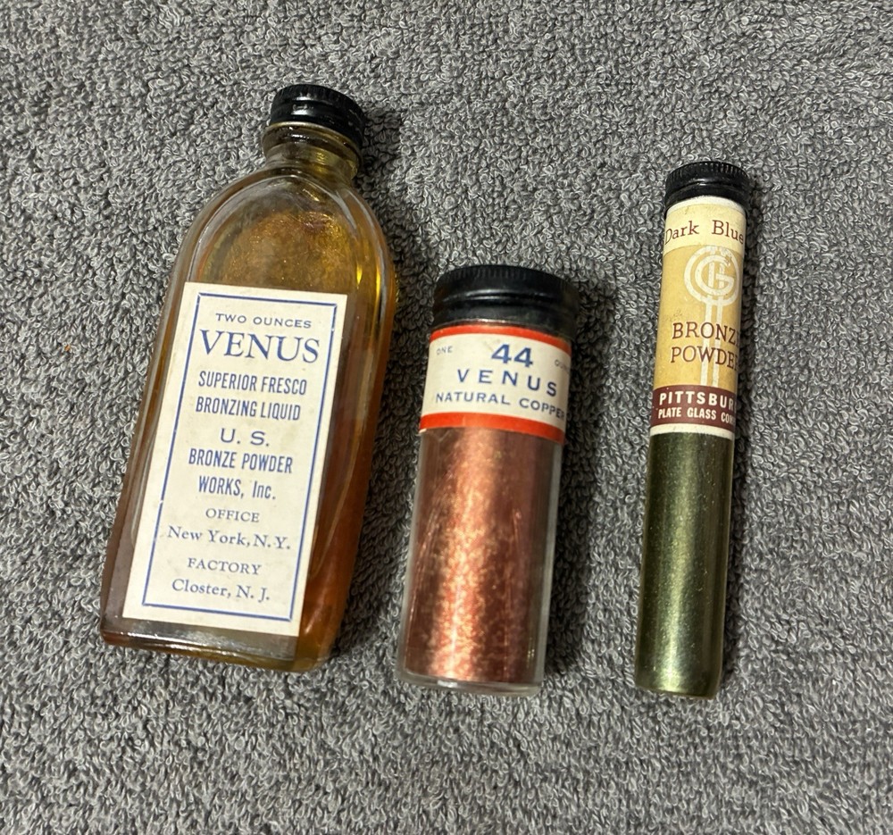 Vintage Bronze Powder Lot Venus Fresco Bronzing Liquid PPG Copper Blue Pigment