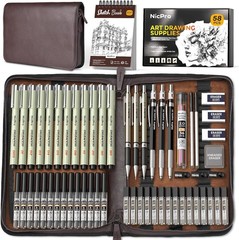58 PCS Art Drawing Supplies Kit in Leather Case, Art Mechanical Pencil Set wi…