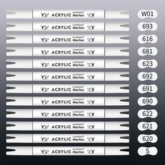 CHARSOCO Grey Tones Acrylic Paint Pens, 12 Colors Markers Set with Soft Brush…