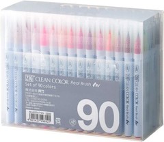 Kuretake Zig Clean Color Real Brush 90 Colors Set, AP-Certified, Flexible B