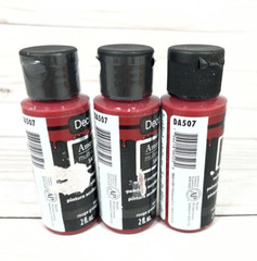 DecoArt Americana RED BARN Multi-Surface Satin Acrylic Paint 2oz (3 Pack)