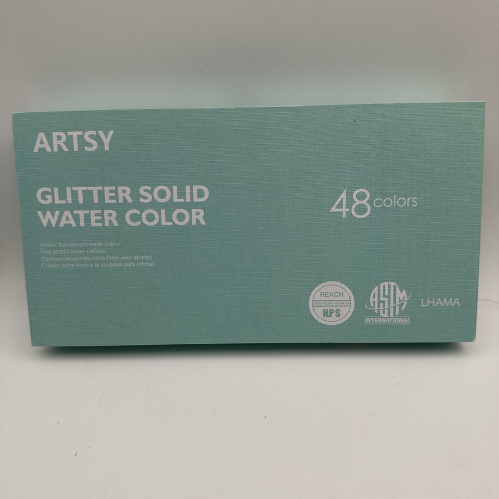 Artsy 48 Color Glitter Solid Watercolor Paint Set In Tin Case New Beautiful Set