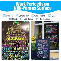 Window Chalk Markers for Cars Glass Washable, 8 Colors Jumbo Liquid Chalk