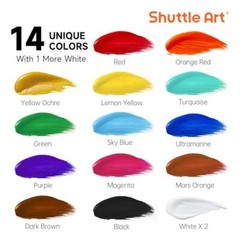 Shuttle Art Acrylic Paint, 15 Pack Acrylic Paint Large Bottle Set, 14+1 Colors