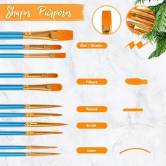 Acrylic Paint Brushes Set, Easter Basket Stuffers, 20Pcs Round Pointed Tip Ar…