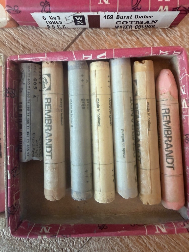 Lot of 3 vintage Rembrandt Talens Artists’ Pastels & cotman Sticks, 3 Boxes