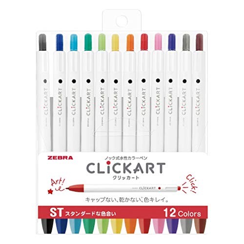 ZEBRA Clickart ST 12-Color Water-Based Pen Set WYSS22-12CST