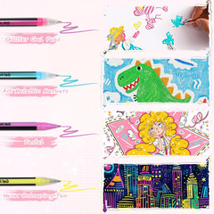 Glitter Gel Pen Set 48 Pack Pastel Neon Metallic for Adult Coloring Journaling
