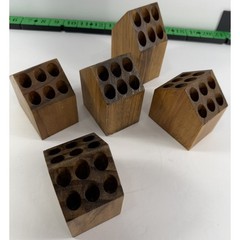 Handmade Wood Block Artist Paint Brush Holders Set of 5 Holds 60 Brushes