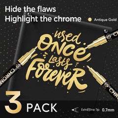 3Pcs Chrome Paint Markers, Gold Color Permanent Mirror Liquid Chrome Pens for…