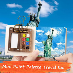 Mini Watercolor Paint Set Pocket Travel Water Color Set with 16 Color Sketchbook
