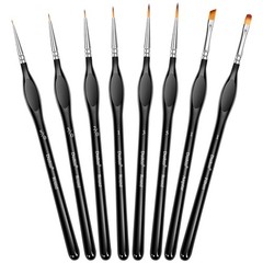 8-Piece Miniature Detail Paint Brushes Set – Precision Round Filbert & Angula…