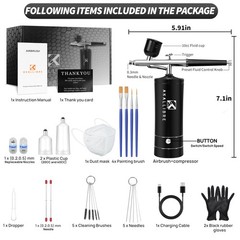Airbrush Kit with Compressor, 48PSI High-Pressure Non-Clogging Airbrush Gun w…