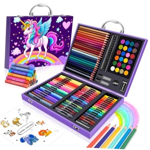Art Supplies Kit for Kids Ages 4-12,Unicorn Art Case Coloring Purple Unicorn