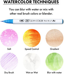 Zig Clean Color Real Brush 24 Colors Set, Brush Tip Marker Pens, for Professiona
