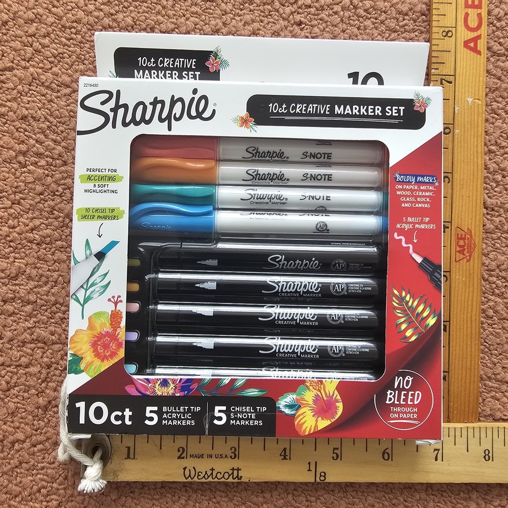 Sharpie 10 Ct Creative Marker Set (5-Bullet Acrylic & 5 Chisel S-note Tip) Z6c