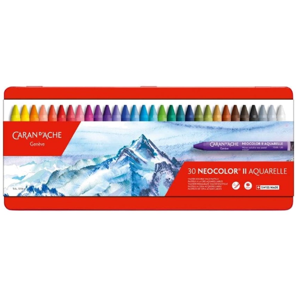 Artist Crayons Set – Neocolor II, 30 Water-Soluble Pastels