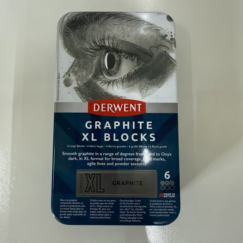 Derwent Watersoluble Graphite XL Blocks – Assorted, Set of 6 In Tin Box