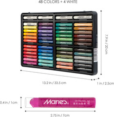 Oil Pastels Set, Tin Box 48 Colors + 4 Bonus White Sticks, Rich Pigments, Smooth
