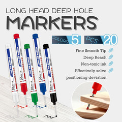 20 PCS Long Head Deep Hole Marker Pens, 20Mm Long Nib Marker, Longs Nose Markers