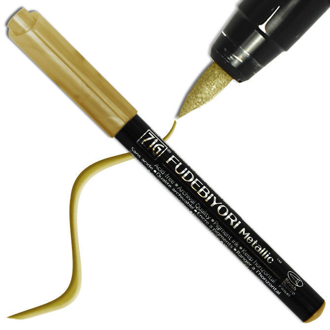 Japanese ZIG Fudebiyori Metallic Gold Kuretake Fude Brush Pen, Made in Japan