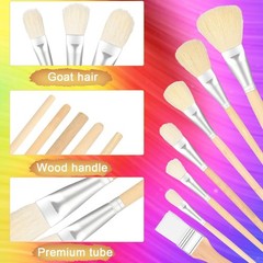7 PCS Assorted Size Mop Brushes for Acrylic, Watercolor, Oil Painting