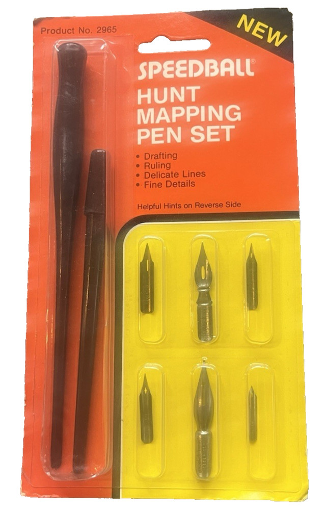 New in Pkg Vintage Speedball Hunt Mapping Calligraphy Set with 6 Assorted Nibs
