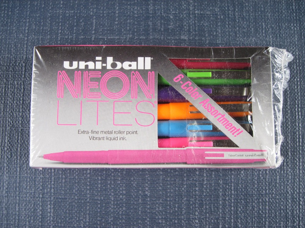 Uni-Ball Neon Lites Pens by Faber-Castell, Six Color Assortment, New