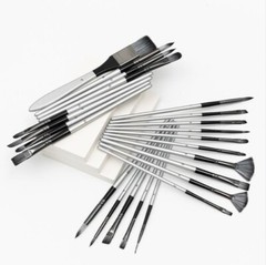 24Pcs Nylon Brush Artist Paint Brushes Art Set Acrylic Oil Watercolour Painting