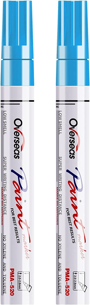 Permanent Paint Pens Light Blue Markers – 2 Pack Single color Oil Based Paint Ma