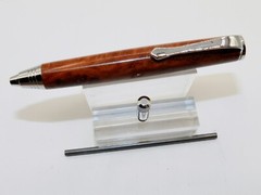 Chrome finish 3mm Sketch Pencil. Hand made with Redwood Burl. #143